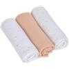 LÄSSIG Coperta Puck per neonati Panno di garza Set di 3 pezzi in cotone 85 x 85 cm/Swaddle & Burp Blanket L GOTS Moon peach