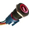 ETOPARS Nero Guscio 12V Auto Luce Rosso LED Pulsante di Avviamento in Metallo 19mm Interruttore a levetta Momentaneo Accensione Engine Start Presa Filo