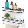 AFAjwsc Mensola da Muro 42cm, Set 2 Pezzi Mensole da Muro in Legno con Portasciugamani, per Cucina, Bagno, Soggiorno