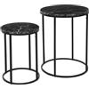 WELL HOME MOBILIARIO & DECORACIÓN Well Home Set di 2 tavoli in MDF e Metallo Ø30Ø40cm, Nero, 51x40x40 cm