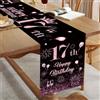 Domgoge Runner da tavola per il 17° compleanno, nero, rosa, Happy 17° compleanno, per ragazze e donne, il tuo compleanno, festa, cena, tavolo, tovaglia, decorazione per la casa, cucina, 180 x 35 cm di