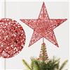 FFTANXS Stella Albero Di Natale Rosso,Puntale Albero Natale Luminoso Ferro,Puntale Albero Natale Adatto per Decorazione Della Festa di Natale,Perfetto Decorazioni Albero di Natale Accessori-25 * 20 * 5CM
