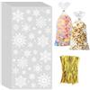 EMITUOFO 100 Pezzi Sacchetti Biscotti di Natale, Sacchetti Cellophane Trasparenti Fiocchi di Neve Sacchetti Regalo Natale Trasparenti per Caramelle Cioccolato