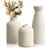 Lighterday Set di 3 vasi in ceramica, moderni, decorativi, neri, piccoli vasi per erba della pampa, per soggiorno, tavolo, davanzale e finestra