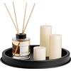 ANBOXIT Vassoio Decorativo, Vassoi Decorativi per Candele, Piatto Rotondo Nero per Profumo, Vassoio in Metallo per Tavolino, 30 cm