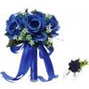 XIZHI Bouquet da matrimonio per sposa con fiore di rosa artificiale da polso, bracciale per damigella d'onore con nastro di seta finta per matrimonio, festa di San Valentino, ballo di fine anno