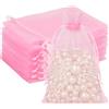 G2PLUS 50PCS Rosa Sacchetti Organza 13x18CM Sacchetti Organza Regalo Sacchetti Regalo in Organza Borse Organza con Coulisse Sacchetti Confetti per Matrimonio, Caramella Gioielli