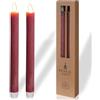 comforder Candele LED con Fiamma Tremolante in Vera Cera (Set da 2), Candele a Pile con Timer, Candele a Batteria (Bordeaux)