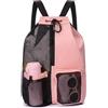 Cretosou Borsa da Bagno in Rete Zaino Impermeabile, Borsa Nuoto Separazione Umido e Secco Zaino Nuoto Zaino Palestra, Zaino Sportivo con Tasche per Adulti Bambini Nuoto Palestra Spiaggia Sport (Rosa)