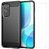 TTJ Custodia per Oneplus 9 PRO, Morbido TPU Fibra di Carbonio Case Gel Sottile Cover + 2 Pellicola Protettiva in Vetro Temperato per Oneplus 9 PRO (6,78) - Nero