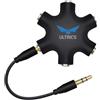 ULTRICS Sdoppiatore Cuffie, Jack 3,5mm Maschio a Femmina Stereo Headset Cavo, 5 Prese Splitter Audio Adattatore per Auricolari Compatibile con iPhone Samsung Smartphone PC Tablet PS4 Xbox MP3 - Nero