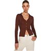 Trendyol Donne Dritto Manica Lunga Sottile Cardigan Maglione, Marrone, M Donna