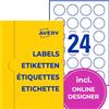 AVERY Zweckform P3415-50 Etichette rotonde (1.200 punti adesivi, Ø 40 mm su A4, adesivi rotondi per stampare, etichette per prodotti autoadesivi, etichette per marmellate permanenti) 50 fogli, bianco