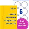AVERY Zweckform P4871-20 - Etichette con nome (120 adesivi per nome, rotondi, Ø 80 mm su A4, autoadesive, stampabili, in seta acetata per stampanti laser, senza residui), 20 fogli, colore: Bianco