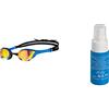 ARENA Cobra Ultra Swipe Mr, occhialini da nuoto giallo rame e blu & Spray Anti Appannamento Istantaneo per Occhialini, Antifog, Antiappannante Occhialini