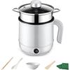 kyaoayo Mini padella elettrica con coperchio, 1,7 l, pentola elettrica calda portatile, antiaderente, versione manuale per dormitorio, per riscaldamento rapido in viaggio, dormitorio (bianco con