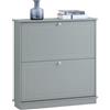 SoBuy Scarpiera Salvaspazio Slim con 2 Ante e 2 Ripiani - Scarpiera Ingresso per Mobile Ingresso Regolabile, Design Moderno, L76xP18xA78cm, Facile da Montare Grigio FSR99-HG