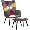 vidaXL Poltrona Relax con Poggiapiedi in Tessuto Patchwork