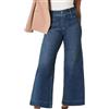 OSRDFV Jeans ritagliati con tasca applicata a gamba larga, pantaloni corti a gamba larga, Blu Alto, XXX-Large