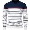 Rrongwn Maglione da uomo a maglia grossa, con motivo a treccia, maglione largo, scollo rotondo, vestibilità normale, invernale, casual, sottile, termico, elasticizzato, Blu marino, M