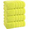 EBD Set di 4 teli da bagno extra large super jumbo (100 x 200 cm, 600 g/m²), morbidi e grandi, 100% cotone egiziano, ad asciugatura rapida, XL (limone)