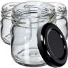 KADAX Weckbräser - Mini barattolo da 40 ml, per spezie, con coperchio a vite, in vetro anticaduta, per marmellata, mini vasetti per miele, bicchieri rotondi (50 pezzi, coperchio nero)