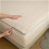 LJQAIZYL Coprimaterasso con Cerniera Fodera Materasso Matrimoniale/Singolo 160x190/200 Personalizzabile Copri Proteggi Materasso Topper Trapuntato A Cinque Lati Lavabile Imbottito Lenzuolo (160x190+30cm,Beige)
