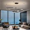 MyLjp Lampada A Sospensione Ad Anello LED Moderna Dimmerabile Con Telecomando Lampadario Metallo Acrilico Lampada Tavolo Pranzo Lampada Da Camera Da Letto Illuminazione A Soffitto(Nero,20+40+60cm)
