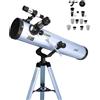 Seben 76/700 AZ - Telescopio astronomico a specchio per bambini, incluso treppiede in alluminio, grande set di filtri per oculari