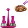 Avilia Set Contenitori Sale e Pepe da Tavolo Fuscia in Vetro e Plastica 5x5x10cm - Realizzati in Materiali Resistenti con Chiusura Ermetica e Manico per un Facile Traposto - Leggeri e Facili da Pulire