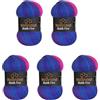 Wollbiene 5 gomitoli di lana Batik Fine da 100 g, 500 g, con gradiente, multicolore (1530 lilla, blu, rosa fluo)