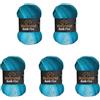 Wollbiene 5 gomitoli di lana Batik Fine da 100 g, 500 g, con gradiente, multicolore (5200 petrolio turchese, bianco)