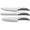 Lou Laguiole - Set di 3 coltelli da cucina - Tradition XL - Acciaio 18/0 - Finitura Brillante - Grigio