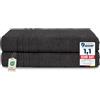 Komfortec Asciugamani da bagno Jumbo, 100% cotone, asciugatura rapida, 80 x 200 cm, nero e rosso
