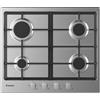 Candy CHG 6BRX Serie Timeless Piano Cottura 4 Fuochi a Gas 60 cm Griglie in Ghisa colore Inox