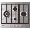 Candy CHG 6D4 WX Serie Timeless Piano Cottura 4 Fuochi a Gas 60 cm Griglie in Ghisa (1 Bruciatore Doppia Corona) colore Inox