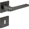 FELGNER Maniglia Cortina per porte interne | maniglia per porta moderna e di alta qualità | ferramenta per porta con rosetta | per porte interne e delle camere | Antracite | con 2 chiavi