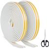 VEGCOO 20m Guarnizione Finestra, Bianco Guarnizione Porta e Finestra Forma D 9mm*6mm per Isolamento Anti-collisione, Antipolvere, Antivento, Fonico e Termico