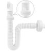 Hibbent Sifone da 1 1/4 pollice, scarico lavandino salvaspazio, tubo regolabile a 360°, antiodore, bagno, bianco