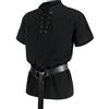 Velcoxplay Camicia medievale da uomo con lacci, camicia da pirata, tunica vichinga, steampunk, retrò, rinascimentale, gotico, Halloween, con cintura, nero, L