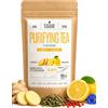 CAMINO DE CABRAS DETOX TEA | Tisana Zenzero e Limone Arricchito con Tarassaco, Te Verde, Equiseto, Ibisco, Ortica, Citronella, Pepe Rosa, Fiordaliso | Tisana Balsamica Invernale per Difese Immunitarie | 100g