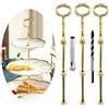 Anyasen Asta in Metallo Etagère da 2 a 3 a Castello Alzata per Torta Nuziale Torte Stand Supporto per Torte Ovale (Oro, 3 Pezzi)