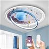 AHXIAOZN Plafoniera per Bambini LED, Moderna Lampada Soffitto Camera da Letto Astronauta, Lampadario Bambini LED Dimmerabile con Telecomando per Ragazzi Ragazze Cameretta