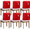 BROADREAM Set di 6 coprisedie Natalizie, con Cappello di Babbo Natale, coprisedia Elasticizzati, coprisedia Rimovibile, Design Natalizio per Tavolo da Pranzo, Decorazione Natalizia