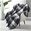 SOCHOW Tartan Coperta Pile Matrimoniale 150 x 200 cm, Plaid Divano Super Morbido, Coperta Flanella Letto Matrimoniale Nero/Bianco