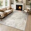 Capslpad Tappeto astratto beige, 120 x 180 cm, moderno a pelo corto, in morbida finta lana, lavabile, per interni, antiscivolo, minimalista, per soggiorno, camera da letto, ufficio, cucina,