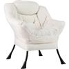 RELAX4LIFE Poltrona Relax da Lettura per Soggiorno, Poltrona Imbottita con Schienale e Braccioli, Struttura in Metallo, Poltrona per Camera da letto, Salotto e Ufficio (Cashmere, Beige)
