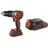 BLACK+DECKER BL188K-QW Trapano Avvitatore a Percussione Brushless, con Batteria + BL1518-XJ Batteria al Litio, 18 V, 1.5 Ah