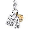 Amuefer Amicizia Triplo Dangle Charms per Bracciali Argento 925 con Cubic Zirconia Pendenti per Collane Compleanno Regali di Natale Gioielli per Donne