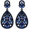 Clearine Orecchini Donna Matrimonio Cerimonia Cristallo australiano Diamante Boho lacrima Pierced pendenti regalo per donne Navy Blu Nero-fondo